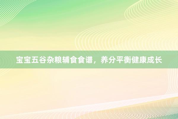 宝宝五谷杂粮辅食食谱，养分平衡健康成长